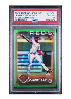 2024 Topps Chrome Update Jeimer Candelario Green Refractor PSA 10 (Serial #54/99)
