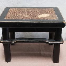 Antique Chinese Wood Foot Stool With Cane Top
