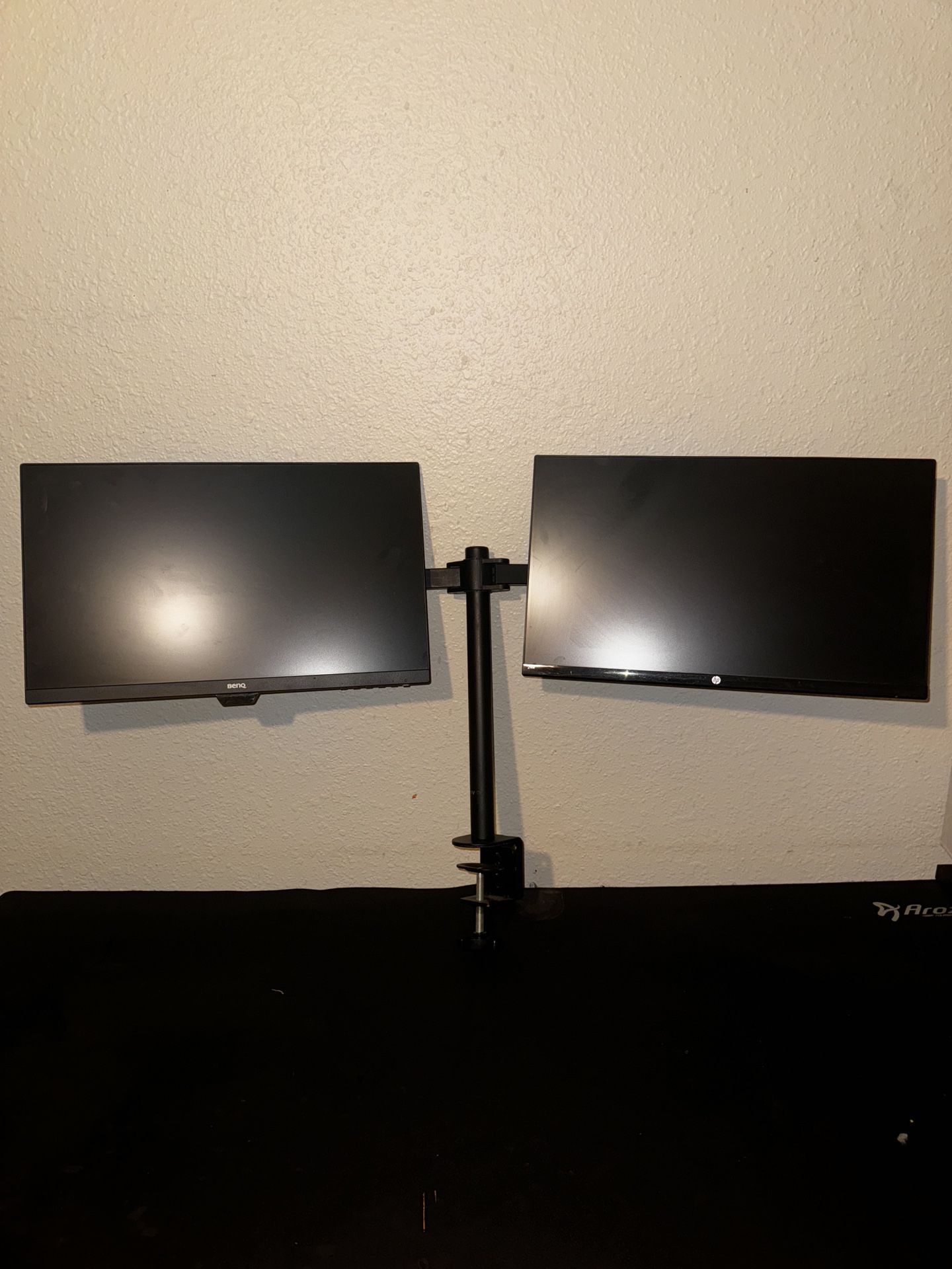 ViewSonic And HP Dual Monitors With Stand