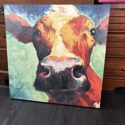 Hand Painted Cow Picture. 