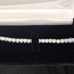 Brand New Never Worn Sterling Silver & Opal Women's Tennis Bracelet 