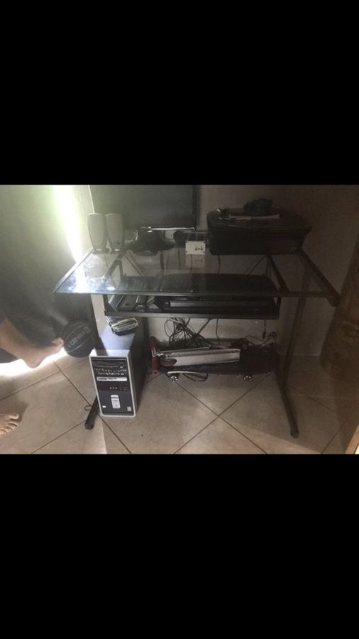 Glass metal desk