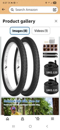 " Kids Bike Tires Set, 2 Pcs 18×2.125" Replacement Tires with 2 Pcs Inner Tubers & Repair Kit, Shock Absorption Bicycle Tires wit