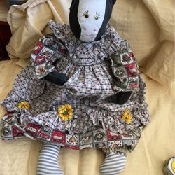 Country Cow  ragdoll adorable put in a chair Set On a shelf ❤️ on it