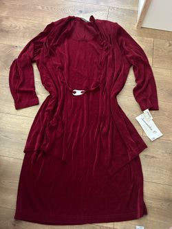 VTG NWT Samantha O California red velvet duster and dress set size 18W stretch