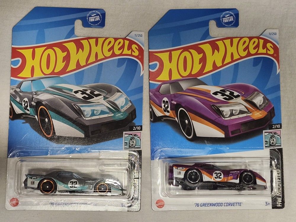 HOT WHEELS MODIFIED. 1976 GREENWOOD CORVETTE.  (GREY AND PURPLE VARIATIONS)  $5 EACH CAR. 