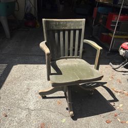 Old Wooden Desk Chair 