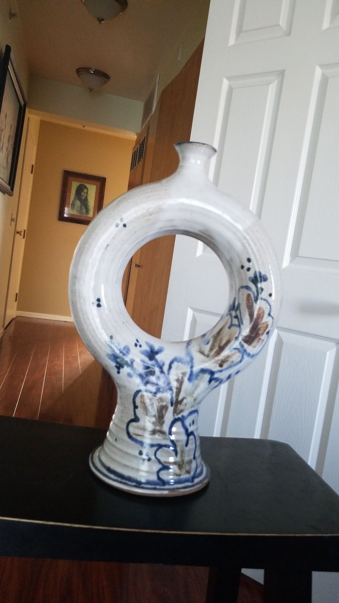 Chinese antique unique blue with brown vase. It weighs 5 lbs 11ozs.