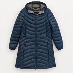 L.L.Bean Ultralight 850 Down Hooded Long Coat Women’s M Blue Puffer
