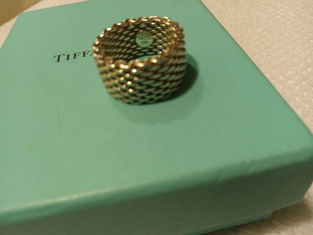 Tiffany and company 925 Sterling silver mesh ring.