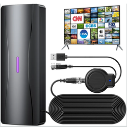 TV Antenna for Smart TV, 100+ Miles Range Digital TV Antenna for Local Channels with Amplifier Signal Booster, Supports 4K 1080p, Indoor Outdoor IPX7