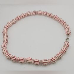Red and white beaded necklace