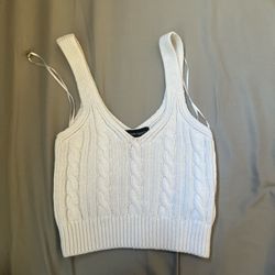 White Knit Crop Top
