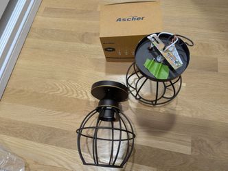 Ceiling light fixture (2) with bulbs.