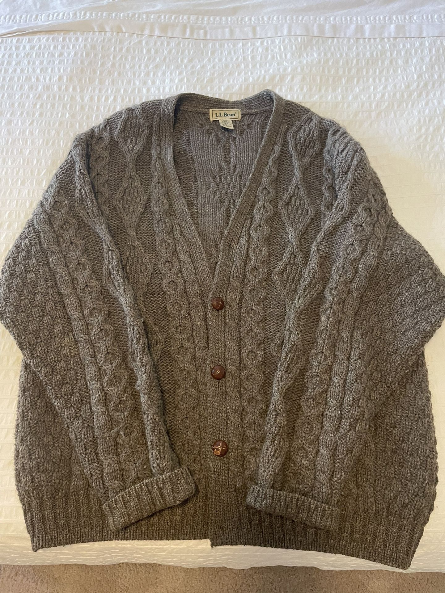 Vintage LL Bean Fisherman Wool Cardigan Ireland Men’s Size L