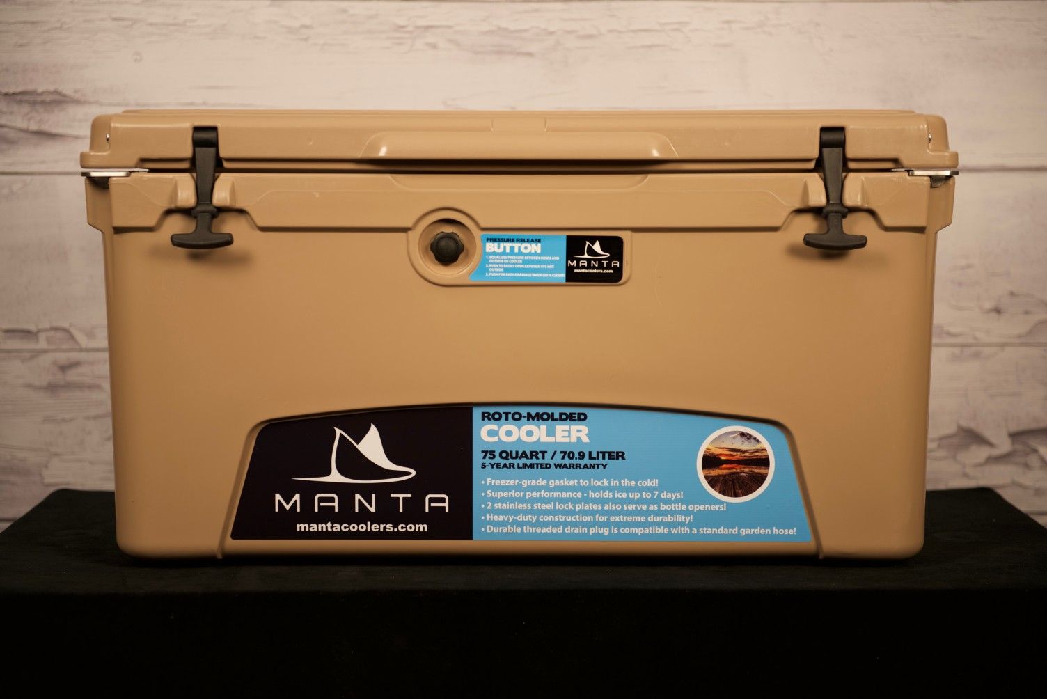 Manta Cooler - 75 QT Rotomolded Cooler - Desert Tan!
