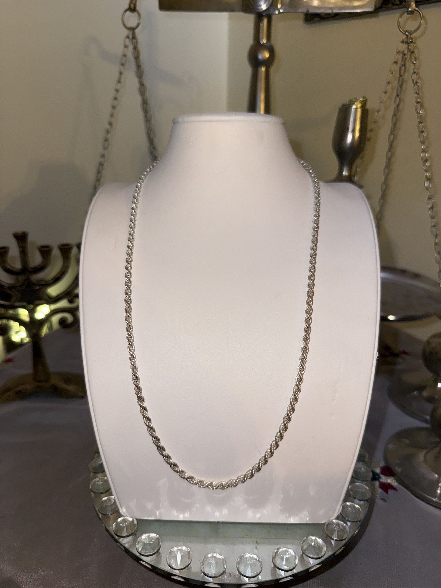Men’s Silver Rope Chain   Necklace 925