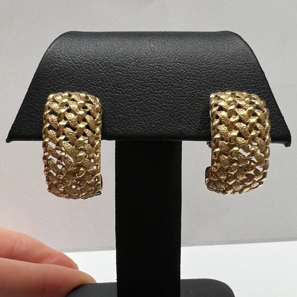 14k gold English lock earrings