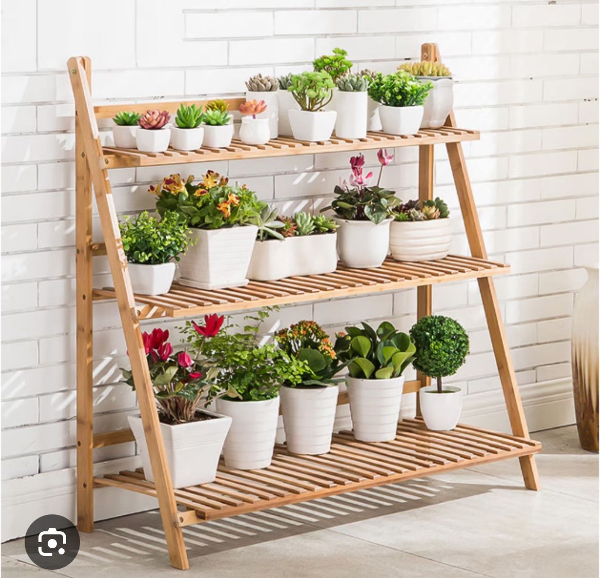 100cm 3 Tiers Foldable Bamboo Plants Display Stand Flower