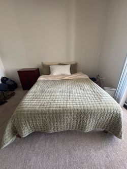 Queen Bed Frame + Mattress + Bedding Set