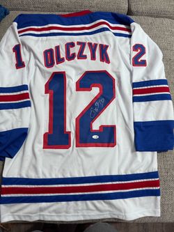 Eddie Olczyk Signed Autograph Custom Jersey -JSA Coa - New York Rangers