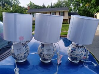 Three end table lamps 16.5 inches tall