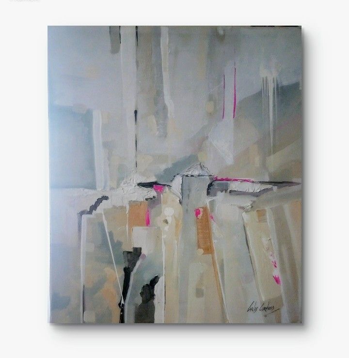 Oil And Acrylic On Canvas, Original Painting, Abstract " White Dot" 