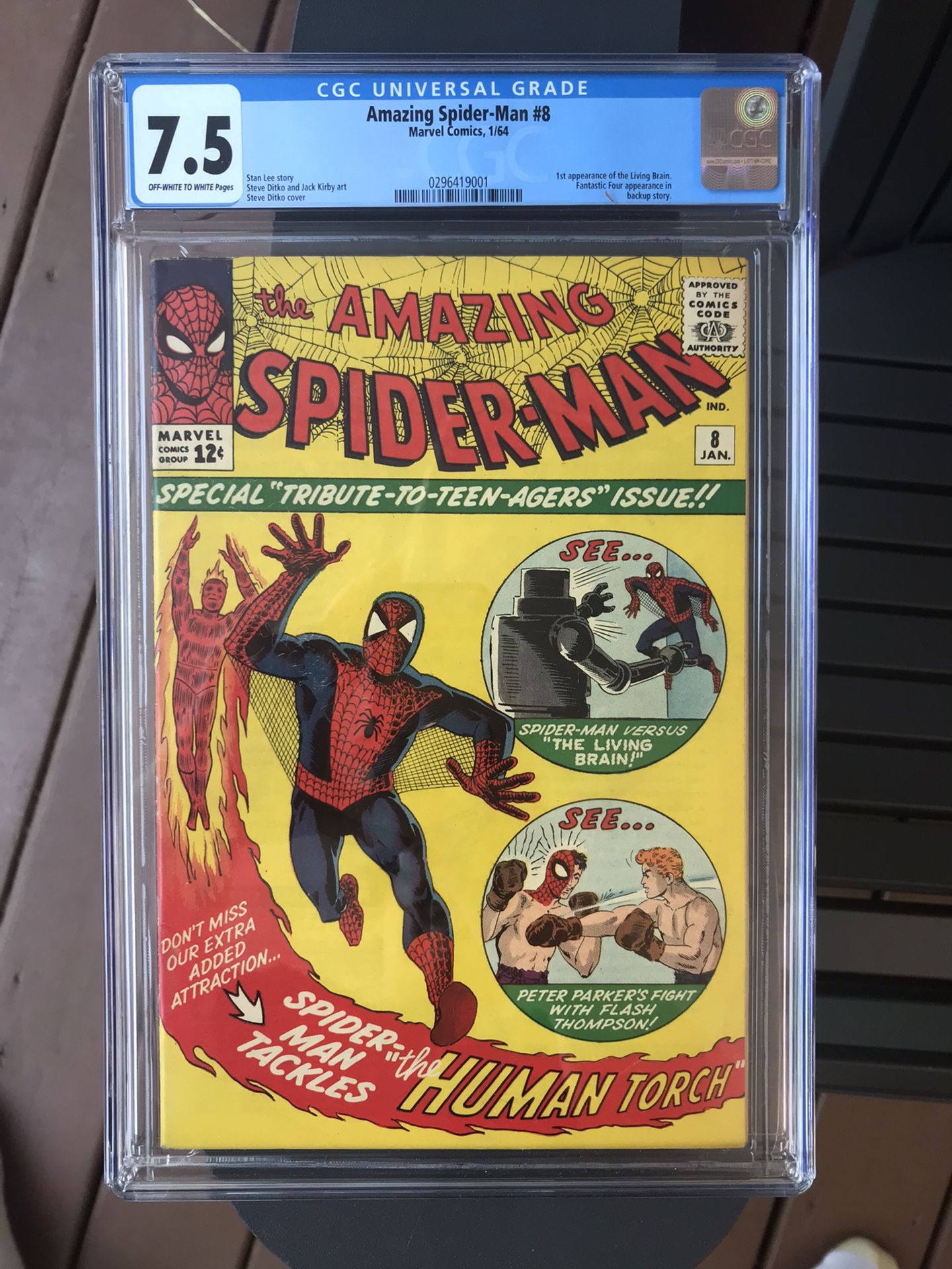 Amazing Spider-Man #8 (1964) CGC 7.5 — O/w To White Pages; 1st Living Brain