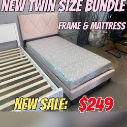 NEW TWIN SIZE BUNDLE (FRAME & MATTRESS)