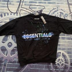 FOG FEAR GOD double-line splashes graffiti print Essentials round-neck hoodie for men and women  