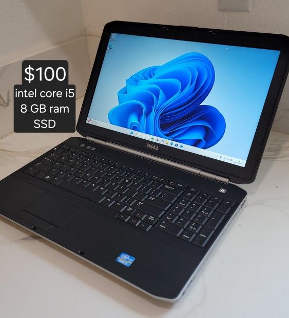 Windows 11 pro Dell laptop. Intel core i5. 8 GB ram. SSD. Delivery Available. Se Habla Español.
