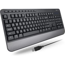 X9 Performance Multimedia USB Wired Keyboard - Comfortable Typing - Ergonomic Full Size Keyboard with Wrist Rest and 114 Keys - External Computer Keyb