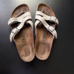 Birkenstock Yao Balance Women's Sandals size40 US 9-9.5 gray tan buckle birkin