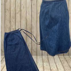 Vintage Koret City Blues Denim Jean Skirt 1970’s Wrap Style Mid OS Women’s Blue