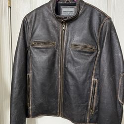Johnston And Murphy Distressed Brown Leather Jacket Men’s Large 