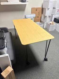 Ikea ANFALLARE / KRILLE Desk, bamboo/black, 55 1/8x25 5/8 "