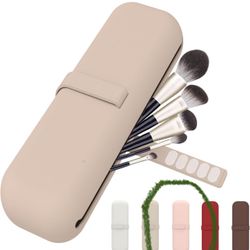 Makeup Bag Small Silicon Cosmetic Bag Travel Makeup Brush Holder Organizer Aesthetic with Binding Strap Accessories Storage Bag for Women