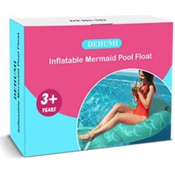 NIB Dehumi Inflatable Mermaid Pool Float Floatie - 86.6” Kids/ADULTS