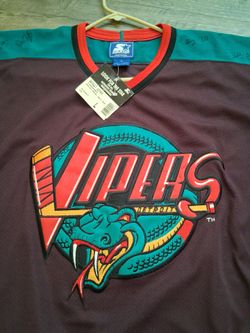 Authentic W/TAG STARTER Vintage 90s Detroit Vipers IHL jersey. 11 AUTOGRAPHS