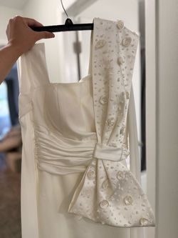 White Strapless Formal Gown with Cape