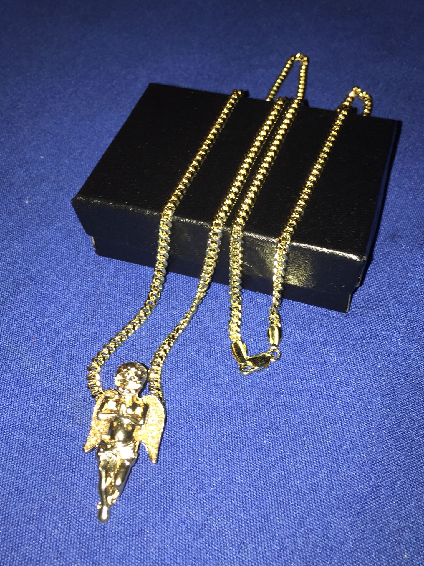 22Inch 14K Gold Chain W/ Angel pendent”