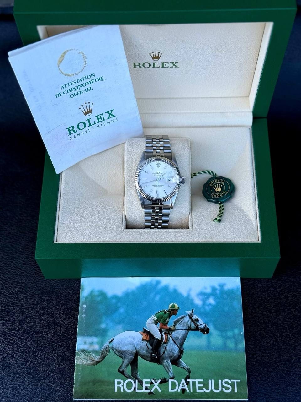 Rolex Datejust 36 36mm 18k white gold bezel silver dial 16014 - Main Image