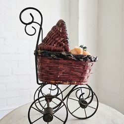 Vintage Wicker Baby Carriage 14x8x14