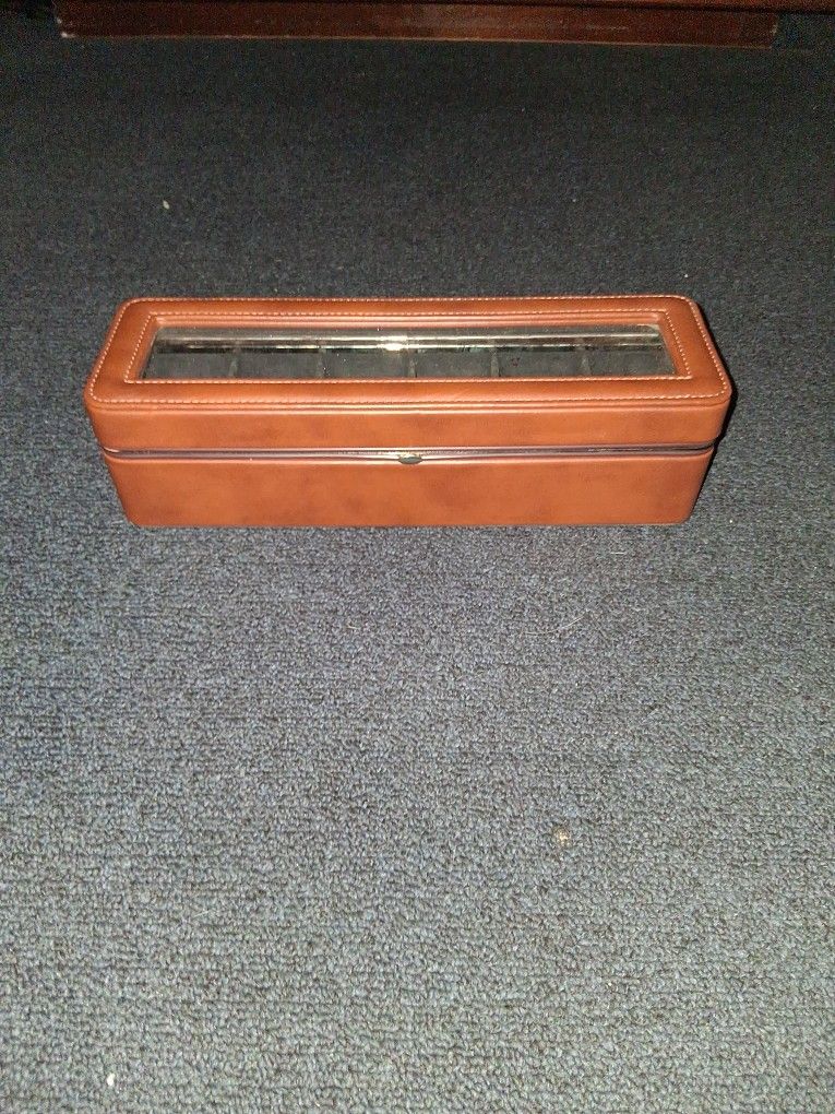 Leather Six Section Felt Jewelry Box