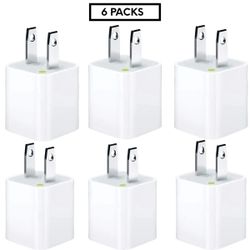 USB 6 Packs White Cube Charger or iPhone 13 12 Pro Max Mini SE 11 Pro Max/X/8/7/6S, Samsung Phones USB Charging Block