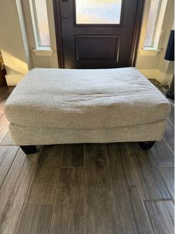 Large Upholstered Ottoman / Footrest – Neutral Fabric