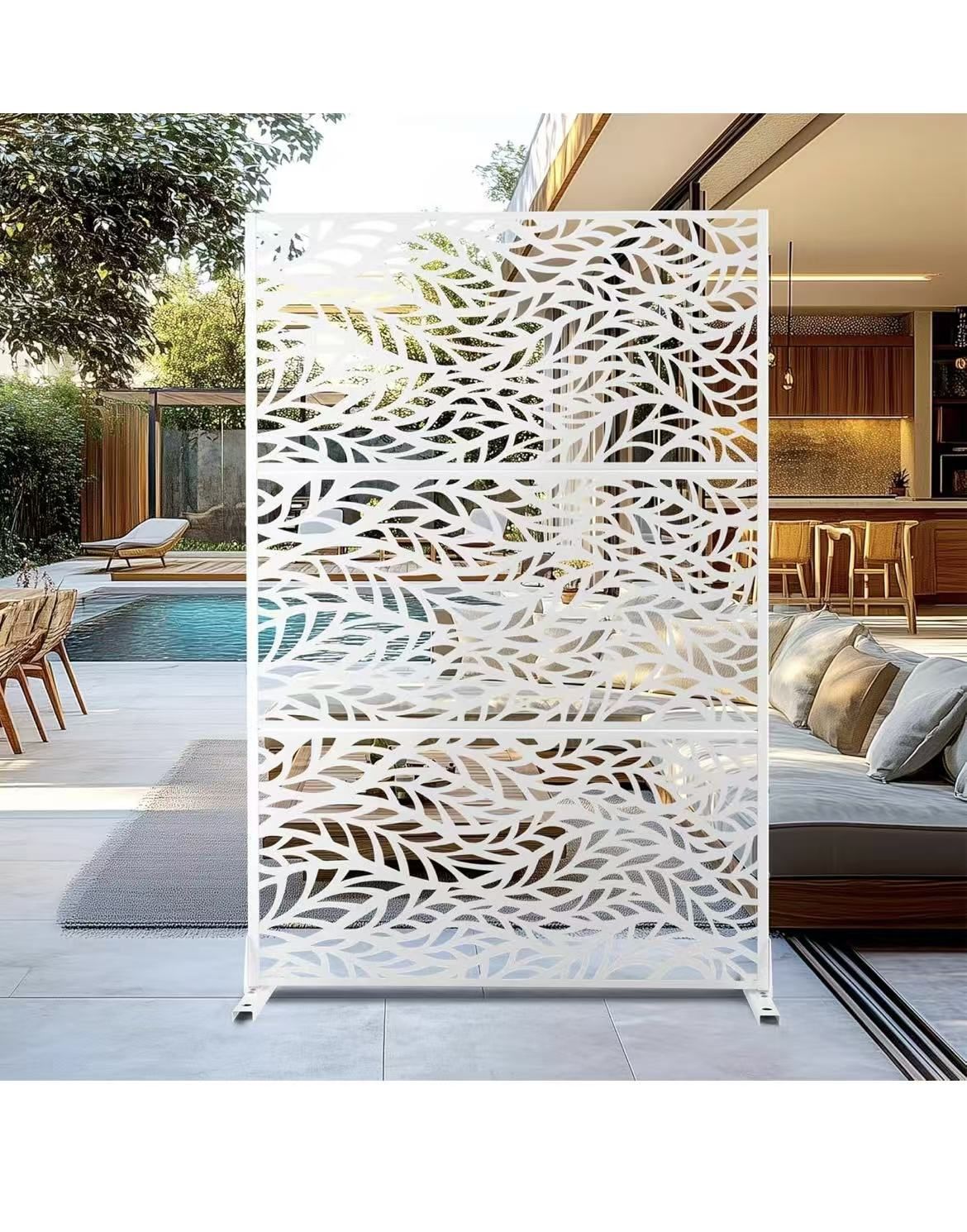 Outdoor Privacy Screen,72" H×47" W Metal Privacy Screen, Freestanding Privacy Fence Panels for Patio