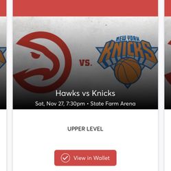 3 Seats for Hawks vs Knicks
