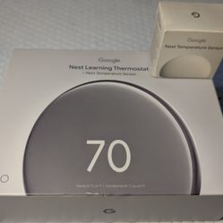 New Google Nest  4th Generation Thermostat + One Temperature Sensor 
