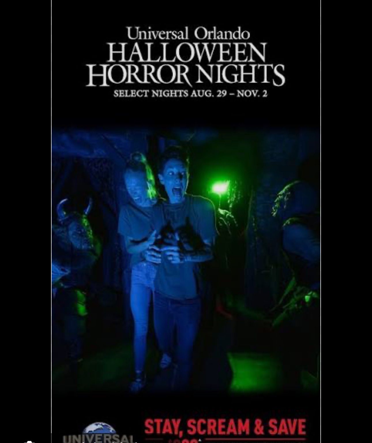 UNIVERSAL STUDIOS HALLOWEEN π π»π€‘ππHORROR NIGHTS (4) TICKETS ποΈ ποΈποΈποΈ $300